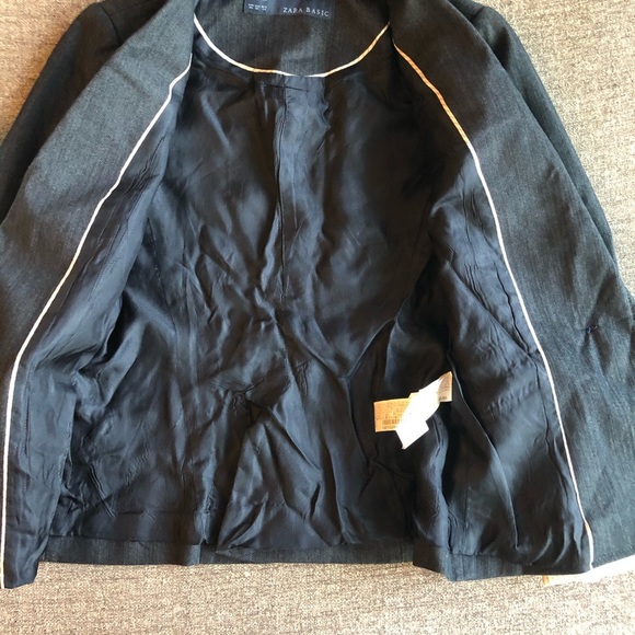 ZARA Dark Wash Chambray Blazer - Picture 7 of 9